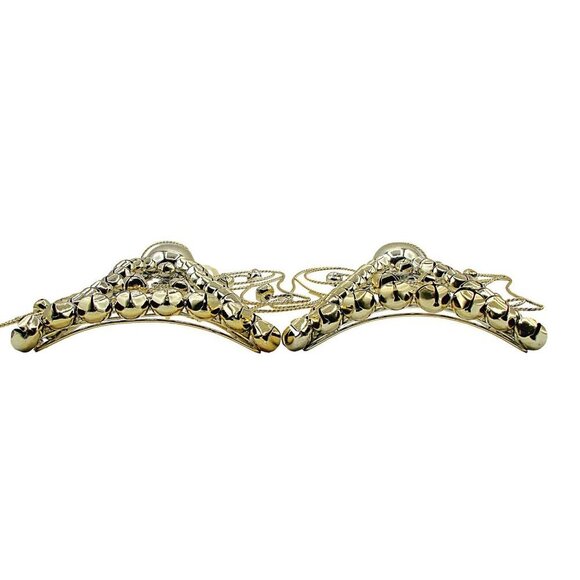 Vintage Angel Decor Set 2 Wire Bells Gold Toned Holiday Decorative Hanging 12x9" - Picture 5 of 9